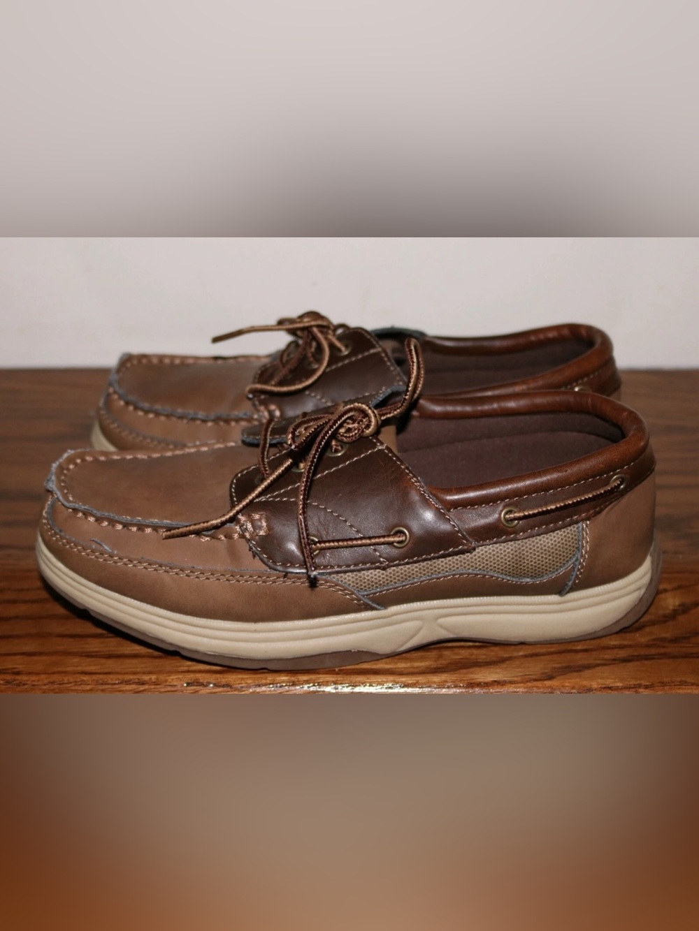 Youth Boys DEXTER Brown Lace Up Deck Boat Shoes - YOUTH Size 5M